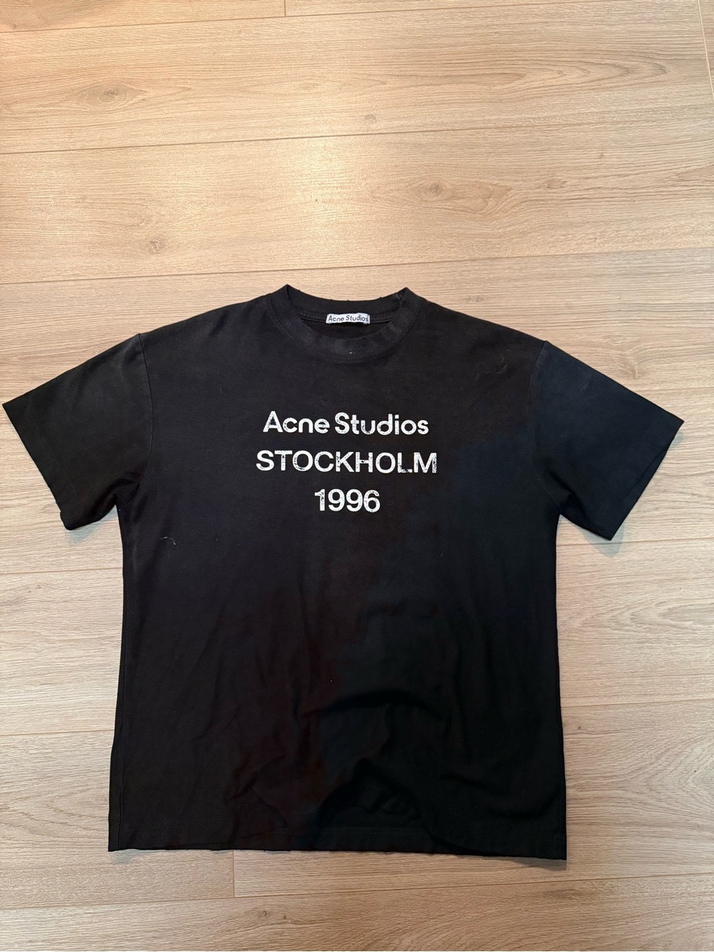 Acne Studios Black T-Shirt with White "Stockholm 1996" Logo